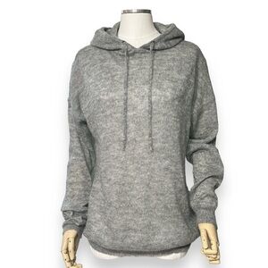 WALLACE Grey Mohair Blend Loose Knit Hooded Sweater